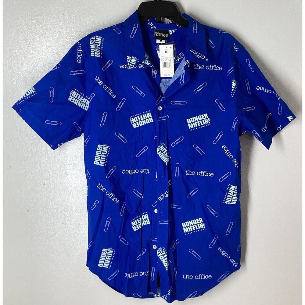 NEW OFFICE DUNDER MIFFLIN SHIRT MENS‘S M Blue Button Down NWT